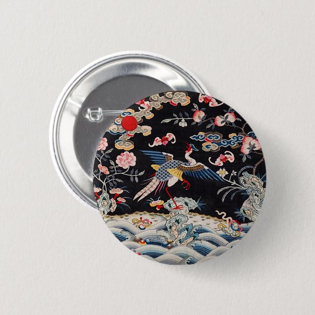 Golden Pheasant & Quing Dynastie /imperiale China Button (Vorne & Hinten)