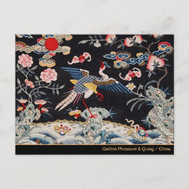 Golden Pheasant & Quing Dynastie /imperiale China Postkarte