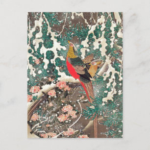 Golden Pheasants in Snow von Ito Jakuchu Postkarte