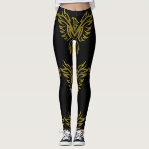 Golden Phoenix Aufstieg auf schwarz Leggings