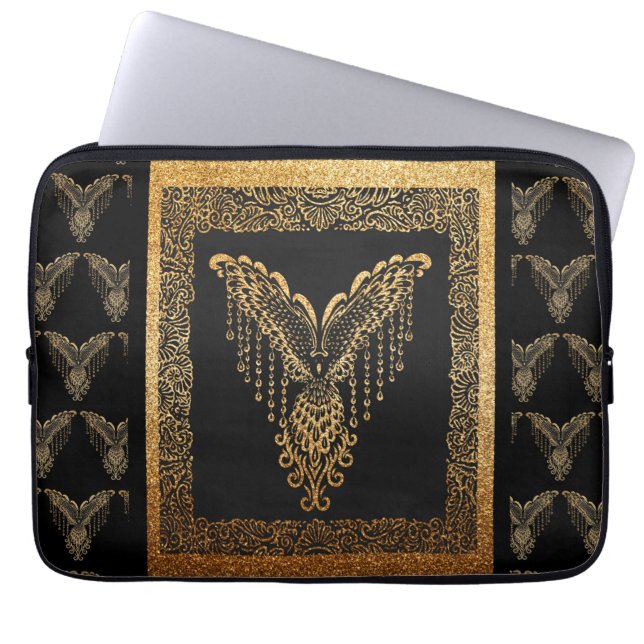 Golden Phoenix Elegance Laptopschutzhülle (Vorderseite)