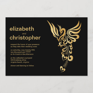 Golden Phoenix Hochzeit Einladung