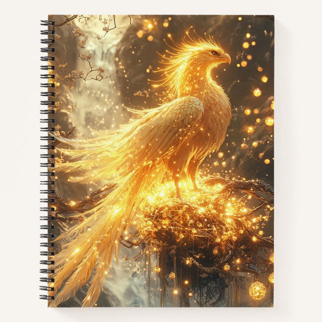 Golden Phoenix Rising Notebook Notizbuch (Vorderseite)
