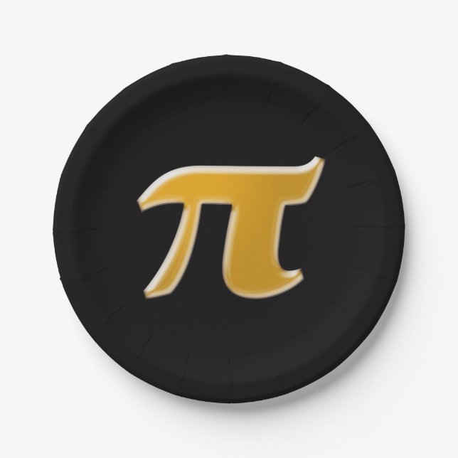 Golden PI auf schwarz Pappteller (Vorderseite)