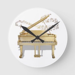Golden Piano Clock Runde Wanduhr