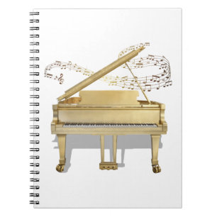 Golden Piano Playing Music Spirituosen Notebook Notizblock