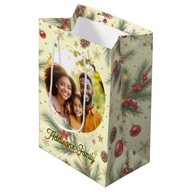 Golden Pine Frame Mittlere Geschenktüte (Vorderseite Schrägansicht)