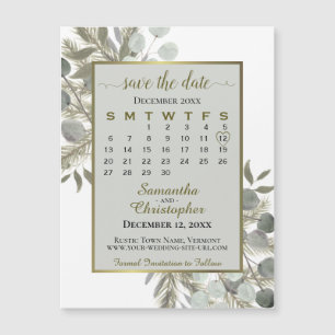 Golden Pine Save the Date Kalender Grau Magnet