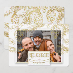 Golden Pines Freuen Sie sich auf Christliches Cros Feiertagskarte