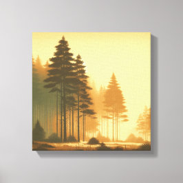 Golden Pines Serenity – Vintage Forest Canvas Art Leinwanddruck