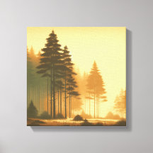 Golden Pines Serenity – Vintage-Wald-Leinwandkunst
