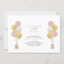 Golden & Pink Balloons Moderne Erwachsene Geburtst