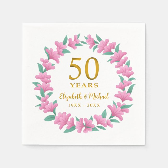Golden Pink, Blumenreath, 50 Jahre alt Serviette (Vorderseite)