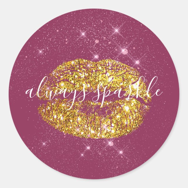 Golden Pink Chic Sparkle Runder Aufkleber (Vorderseite)
