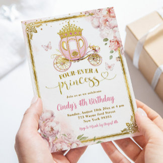 Golden Pink Fourever - Eine Prinzessin, die Geburt Einladung