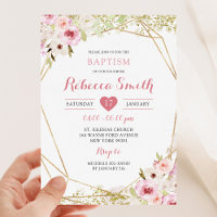 Golden Pink Geometric Floral Girl Taufe