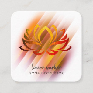 Golden Pink Lotus Blume Yoga Instruktor Zen Art Quadratische Visitenkarte