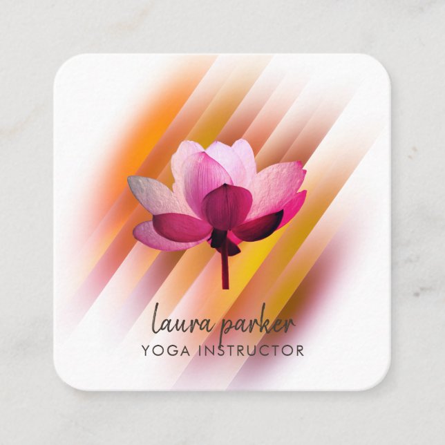 Golden Pink Lotus Blume Yoga Instruktor Zen Art Quadratische Visitenkarte (Vorderseite)