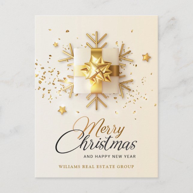 Golden Pink Weihnachtsgeschenk für Großunternehmen Feiertagspostkarte (Vorderseite)