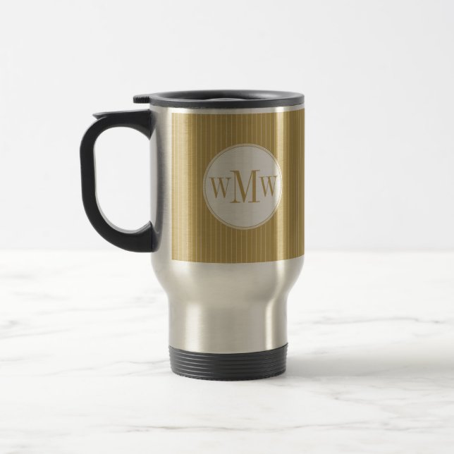 Golden Pinstripe Monogram Tasse (Links)