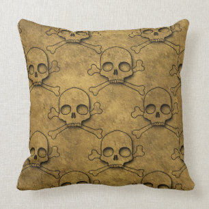Golden Pirates Skull Pattern Kissen
