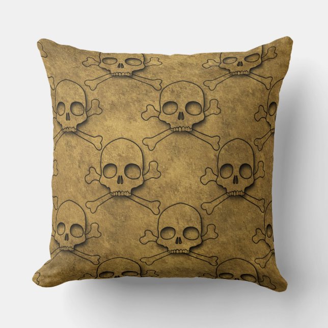 Golden Pirates Skull Pattern Kissen (Vorderseite)