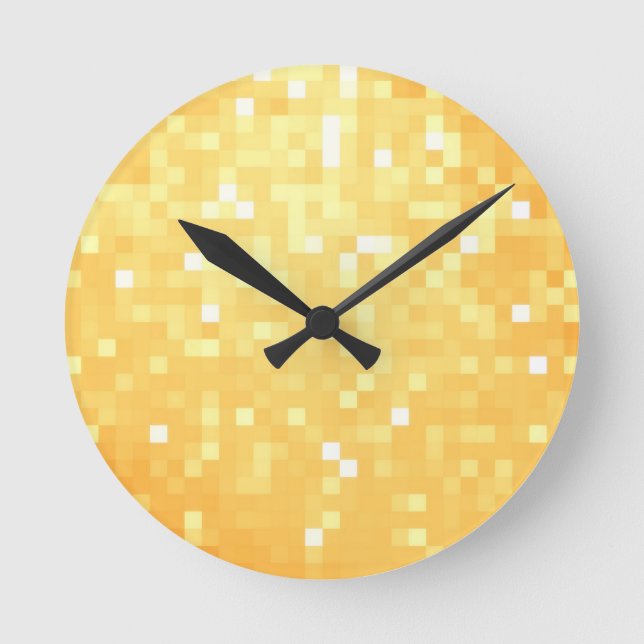 Golden Pixel Sparkle Runde Wanduhr (Vorderseite)