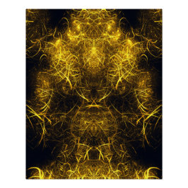 Golden Plasma Energy Fractal Art Poster