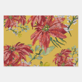Golden Poinsettia | Fine Art Christmas Red Geschenkpapier Set