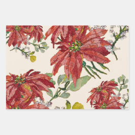 Golden Poinsettia | Fine Art Christmas Red Geschenkpapier Set