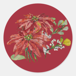 Golden Poinsettia | Fine Art Christmas Sticker