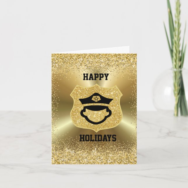 Golden Police Icon Weihnachtskarte Karte