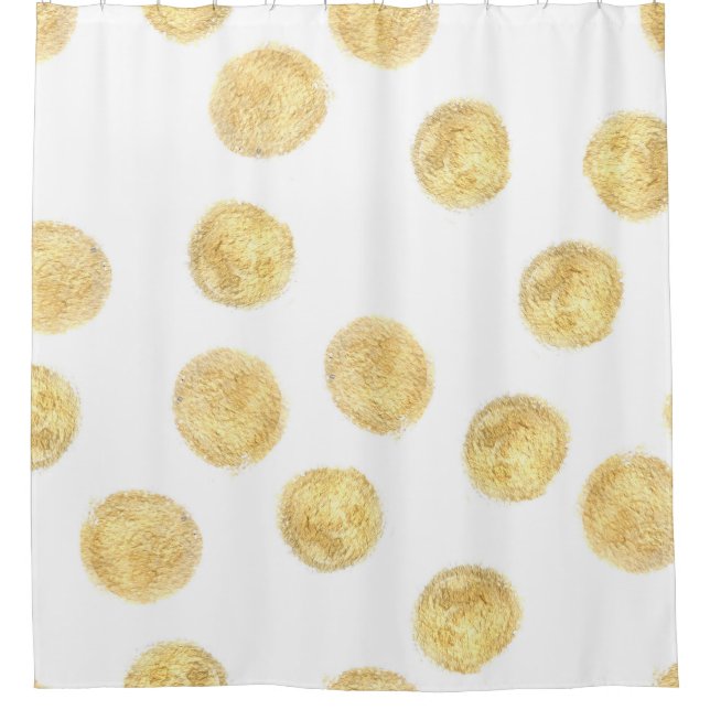 Golden Polka Dot Hand gezogen Duschvorhang (Vorderseite)
