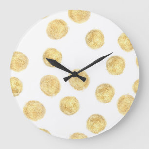 Golden Polka Dot Hand gezogen Große Wanduhr