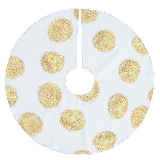 Golden Polka Dot Hand gezogen Polyester Weihnachtsbaumdecke (Vorderseite)
