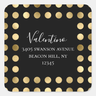 Golden Polka Dot Rücksendeadresse Rundsticker Quadratischer Aufkleber