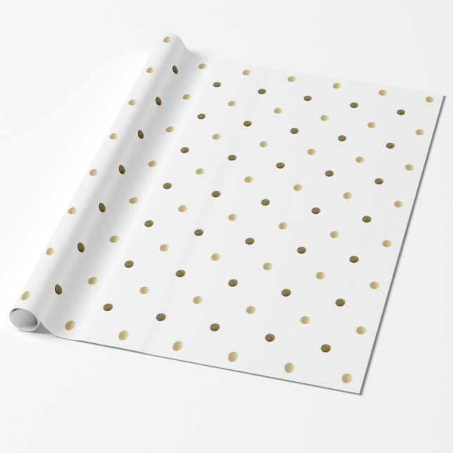 Golden Polka Dots Gold und White Modern Design Geschenkpapier (Ungerollt)