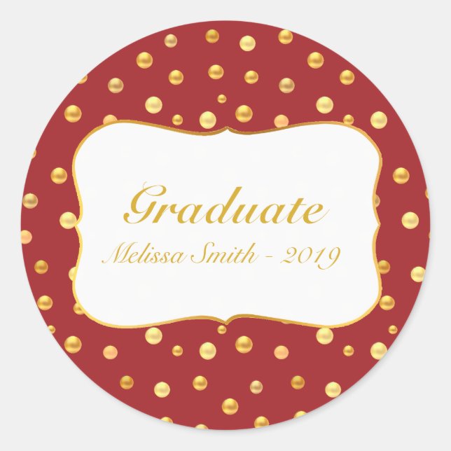 Golden Polka Dots Graduate Sticker (Vorderseite)