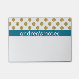 Golden Polka Dots mit Blue Post-it Klebezettel