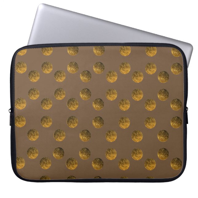 Golden Polka dots Neopren Laptop 15" Laptopschutzhülle (Vorderseite)