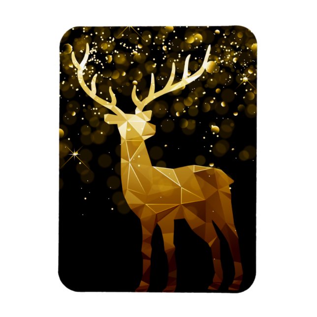 Golden Polygon Geometric Deer Magnet (Vertikal)