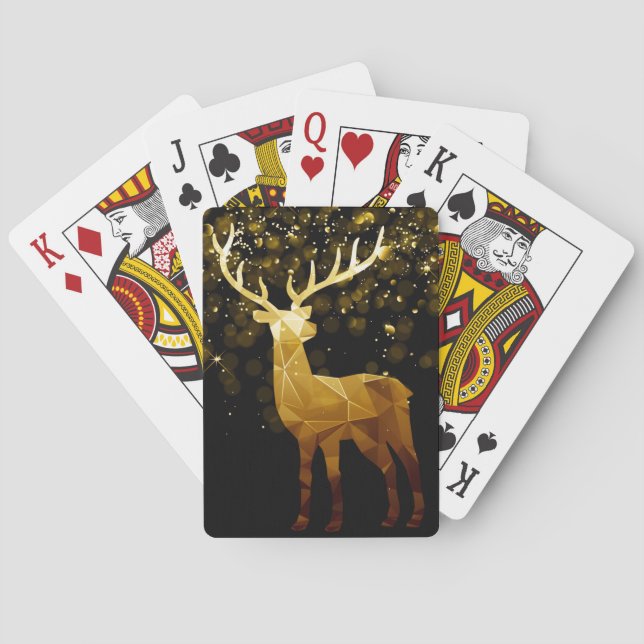 Golden Polygon Geometric Deer Spielkarten (Rückseite)