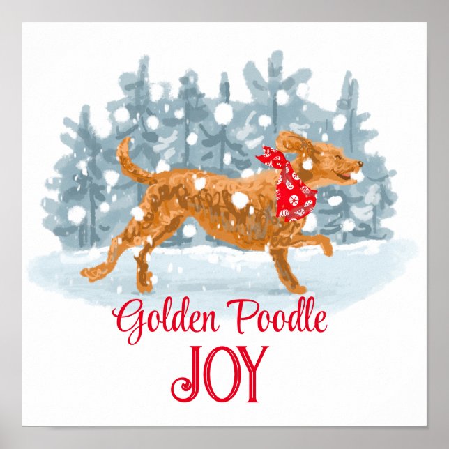 Golden Poodle Holiday Poster Happy Hund genießt Sc (Vorne)