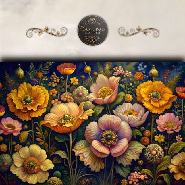 Golden Poppies Garden Frische Pasta machen Seidenpapier (Golden Poppies Garden Floral Decoupage Tissue Paper)