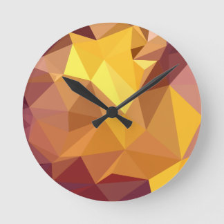 Golden Poppy Abstrakt Low Polygon Backgroun Runde Wanduhr