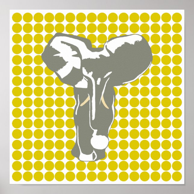 Golden Poppy Safari Dot mit Pop Art Elephant Poster (Vorne)