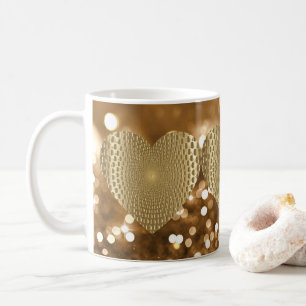 Golden Prismatic Heart Bokeh Imitats Glitzer Tasse