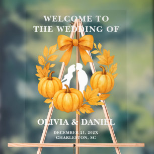 Golden Pumpkin Hochzeit im Herbst Willkommen Acrylschild