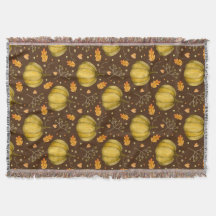 Golden Pumpkins Throw Blanket