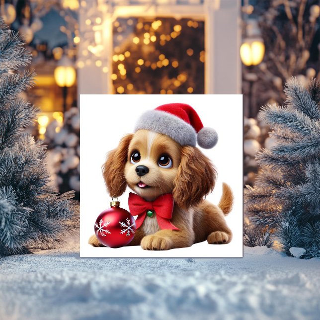 Golden Puppy mit Ornament Feiertagskarte (Von Creator hochgeladen)